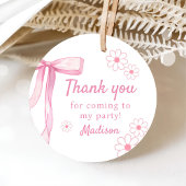 Pink Bow Elegant 1. Geburtstag Geschenkanhänger