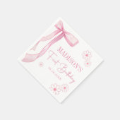 Pink Bow Elegant 1. Geburtstag Serviette (Ecke)