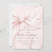Pink Bow Elegant Baby Dusche Einladung (Vorderseite)