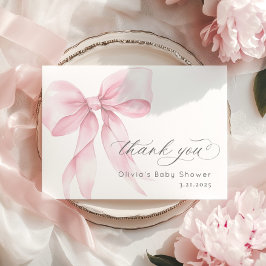 Pink Bow Elegant Baby Girl Dusche Danke Karte