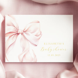 Pink Bow Elegant Baby Shower Gold Gästebuch