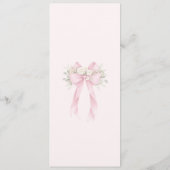 Pink Bow Elegant Baby Shower Menükarte (Rückseite)