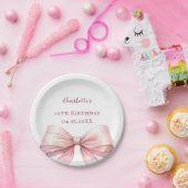 Pink bow elegant birthday pappteller (Party)