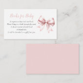Pink Bow Elegant Blush Baby Shower Books for Baby Begleitkarte (Vorne/Hinten)