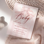 Pink bow elegant girl baby shower einladung