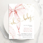 Pink Bow Elegant Girl Baby Shower Einladung