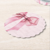 Pink Bow Elegant Kalligraphie Baby Shower Untersetzer (angewinkelt)