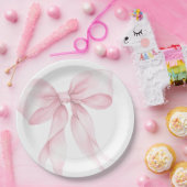 Pink Bow elegante Blush Pink Babydusche Pappteller (Party)