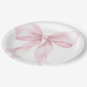 Pink Bow elegante Blush Pink Babydusche Pappteller (Schrägansicht)