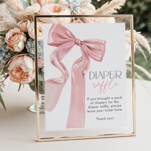 Pink Bow Elegante Coquette Diaper Raffle Poster