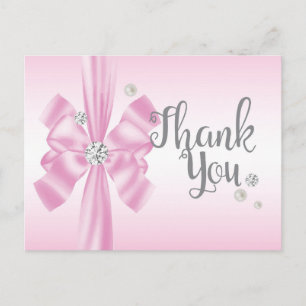 PINK bow elegante Danksagkarte Postkarte