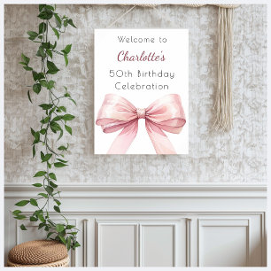 Pink bow Elegantes Geburtstagsgeschenk Poster
