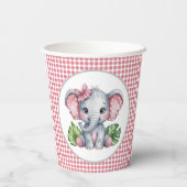 Pink Bow Elephant Girl Baby Dusche Pappbecher (Rückseite)