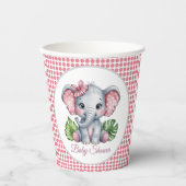 Pink Bow Elephant Girl Baby Dusche Pappbecher (Vorderseite)