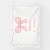 Pink Bow Erster Geburtstag Banner (Vertikal)