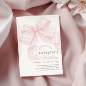 Pink Bow Erster Geburtstag Einladung