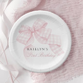 Pink Bow Erster Geburtstag Pappteller