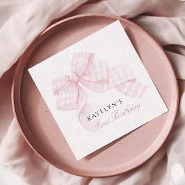 Pink Bow Erster Geburtstag Serviette