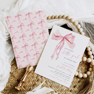 Pink Bow Erstgeburt Einladung Girl Coquette