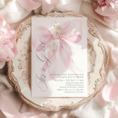 Pink Bow Es ist ein Mädchen in Blumenpastelltönen Einladung