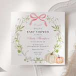 Pink Bow Es ist ein Mädchen Pumpkin Baby Dusche Einladung<br><div class="desc">Feiern Sie die Mutter zu sein! Die Duscheinladung umfasst einen blumengeschmückten Wasserfarbenfeder-Kürbis mit einem rosa Bogen und Kürbissen. Personalisieren Sie Ihre Daten oder klicken Sie auf "Weitere Anpassungen vornehmen",  um Schriftart Stile,  Größe und Farben zu bearbeiten.</div>