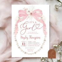 Pink Bow Es ist eine Girl Pearl Baby Dusche