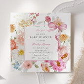 Pink Bow Es ist eine Girl Wildblume Babydusche Einladung