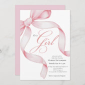 Pink Bow Es ist eine Mädchen-Babydusche Einladung (Vorne/Hinten)