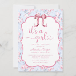 Pink Bow Es ist eine Mädchen-Babydusche Einladung