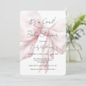 Pink Bow Es ist eine Mädchen-Babydusche Einladung (Stehend Vorderseite)