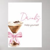 Pink Bow Espresso Baby Shower Drinks Sign Poster (Vorne)