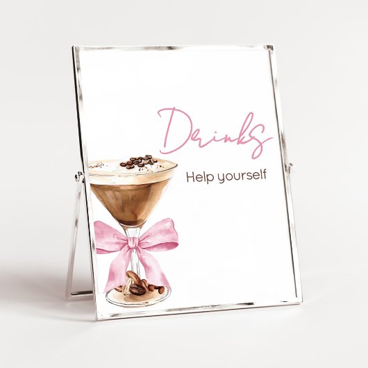 Pink Bow Espresso Baby Shower Drinks Sign Poster