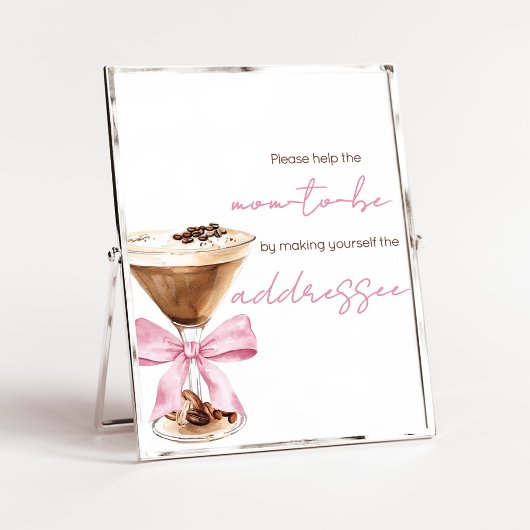 Pink Bow Espresso Dusche Umschlag Station Schild