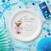 Pink Bow Espresso Martini Baby Shower Pappteller (Party)
