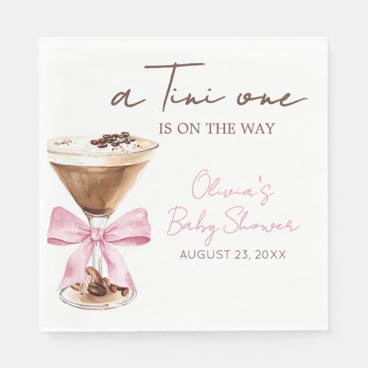 Pink Bow Espresso Martini Baby Shower Serviette (Vorderseite)