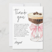 Pink Bow Espresso Martini Brautparty Vielen Dank Dankeskarte (Vorderseite)