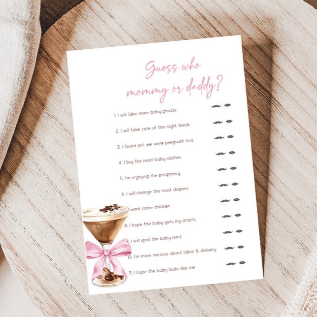 Pink Bow Espresso Martini Shower Rate Mal Erratspi (Espresso Baby Shower Game)