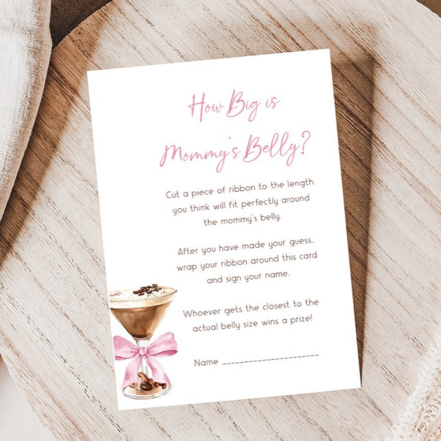 Pink Bow Espresso Martini Shower Wie groß ist das  (Espresso Baby Shower Game)