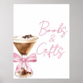 Pink Bow Espresso Shower Books and Gifts Sign Poster (Vorne)