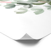 Pink Bow Eucalyptus Wappen Baby Dusche Willkommen Poster (Ecke)