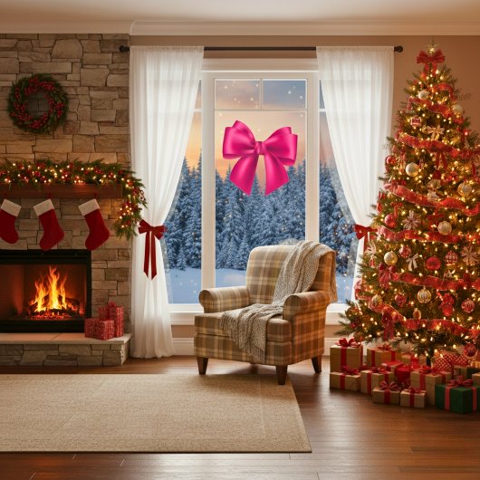 Pink Bow Extra Large Window Cloning Fensteraufkleber