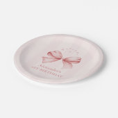 Pink Bow Extravagant ONE Girl 1. Geburtstag Pappteller (Schrägansicht)