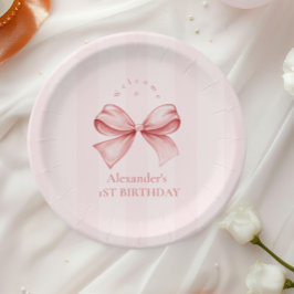Pink Bow Extravagant ONE Girl 1. Geburtstag Pappteller