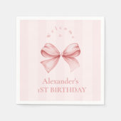 Pink Bow Extravagant ONE Girl 1. Geburtstag Serviette (Vorderseite)
