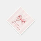 Pink Bow Extravagant ONE Girl 1. Geburtstag Serviette (Ecke)