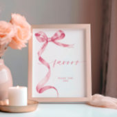 Pink Bow Favor Sign Poster