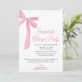 Pink Bow Favorite Things Party Gift Exchange Einladung (Stehend Vorderseite)