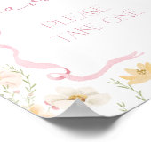 Pink Bow Favors Wildflower Baby shower Poster (Ecke)