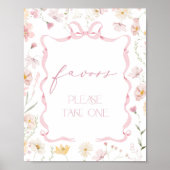 Pink Bow Favors Wildflower Baby shower Poster (Vorne)