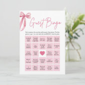Pink Bow Finden Sie das Bingo Brautparty Game Einladung (Stehend Vorderseite)